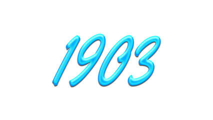 Glowing blue effect of number 1903 on white background.	