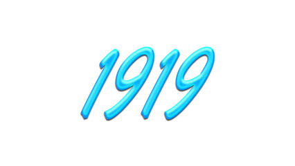 Glowing blue effect of number 1919 on white background.	