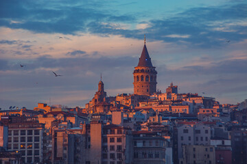 Fototapeta premium A Sunset Symphony the Galata Tower