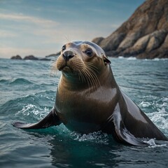 Fototapeta premium Sea lion for a children's book illustration.
