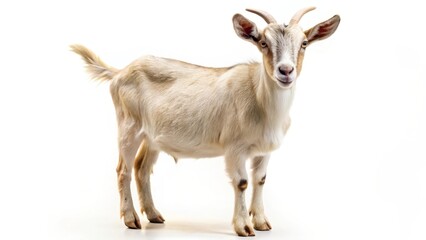 Fototapeta premium Domestic Goat on White Background