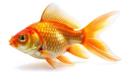 Fototapeta premium Orange Goldfish on White Background