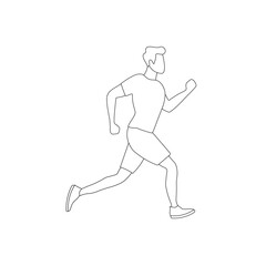 Minimalist Line Art of a Running Man in Athletic Clothing