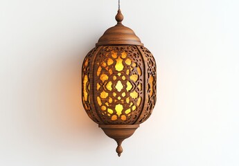 Obraz premium Ornate Wooden Lantern with Intricate Patterns and Warm Glow