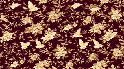 Elegant Floral Bird Pattern Seamless Design
