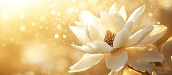Fototapeta premium Serene Magnolia Bloom in Golden Sunlight