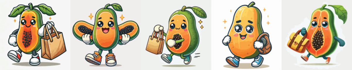 papaya fruit vector has cute hands and feet