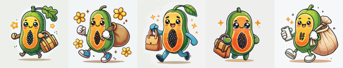 papaya fruit vector has cute hands and feet