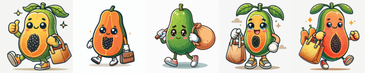 papaya fruit vector has cute hands and feet