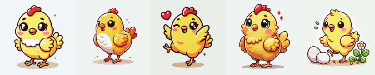 very cute and adorable chicken vector