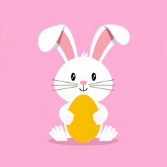 Fototapeta premium simple Easter greeting card with rabbit and eggs