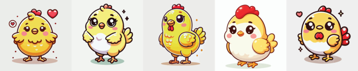 very cute and adorable chicken vector