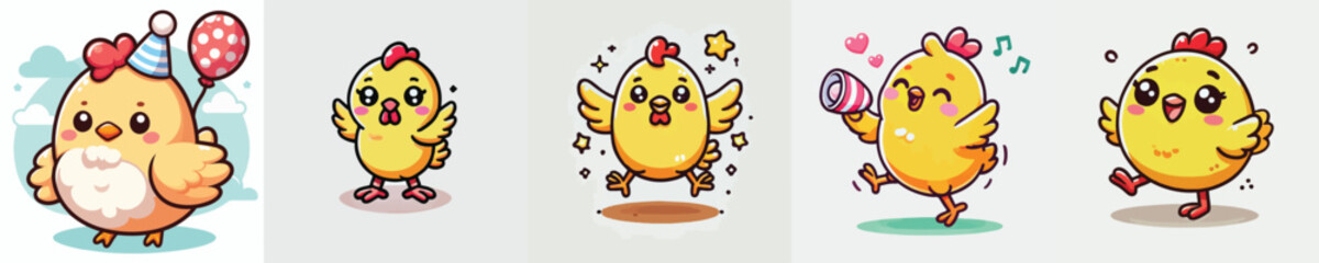 very cute and adorable chicken vector