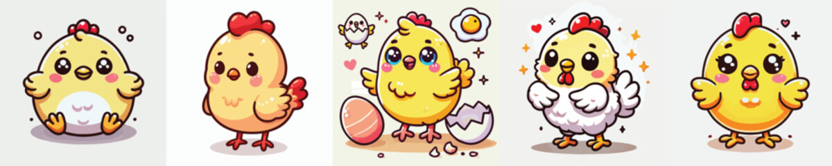 very cute and adorable chicken vector