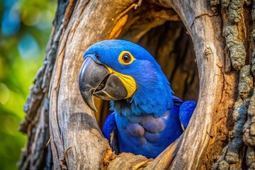Obraz premium Hyacinth Macaw Nest - Pantanal Wetland, Brazil - Wildlife Photography
