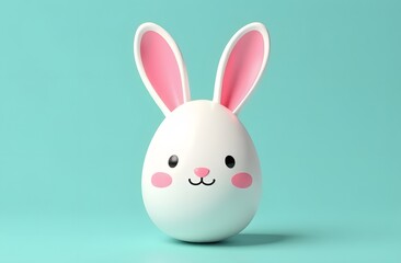 Obraz premium A bright minimalist Easter-themed image featuring Easter Egg painted to resemble cute animal rabbit