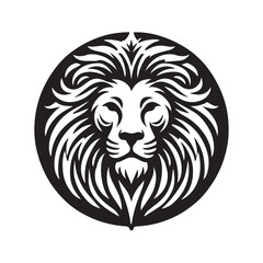 Obraz premium black and white Lion Head Tattoo Vector Mascot Illustration