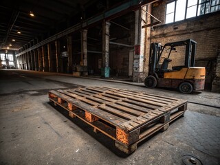 Naklejka premium Industrial Pallet Racking System: Forklift Ready Cargo Transport Structure