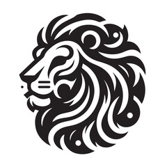 Naklejka premium black and white Lion Head Tattoo Vector Mascot Illustration