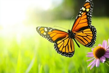 Monarch butterflies are found feeding on a pink cone flower