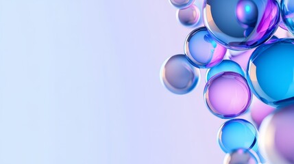 Fototapeta premium Colorful abstract bubbles floating against a soft gradient background, creating a serene atmosphere