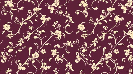Elegant Floral Pattern Design in Burgundy and Cream