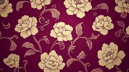 Elegant Floral Pattern Design with Burgundy Background