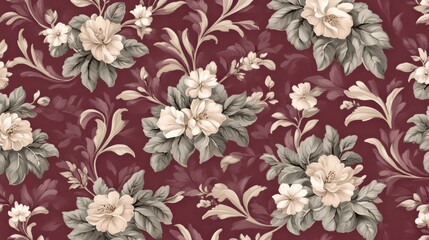 Elegant Floral Pattern Seamless Textile Design