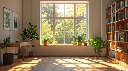 A mockup of an empty wall in the corner of a large room