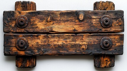 Blank empty wooden rustic signage sign board signpost post wood isolated on white background.  