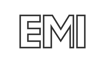 EMI logo design template with strong and modern bold text. Initial based vector logotype featuring simple and minimal typography. Trendy company identity.