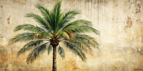 A minimalist beige palm sketch against a light backdrop, capturing urban exploration's artistic essence.
