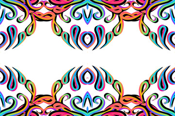 Beautiful classic design colourful background with flower leaf line art pattern of indonesian culture traditional batik	