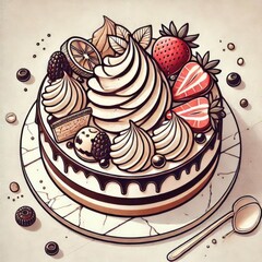Get ready to indulge in a delicious and unique dessert creation on National Baked Alaska Day - it's the perfect excuse to treat yourself! illustration Minimalism