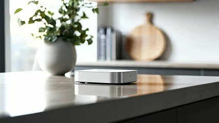 Fixing Smart Home Device on Sleek Kitchen Countertop