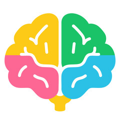 Obraz premium A vibrant, Minimal brain icon illustration with distinct colorful sections, representing different brain functions, intelligence, creativity, and neuroscience concepts. Generative by Ai 