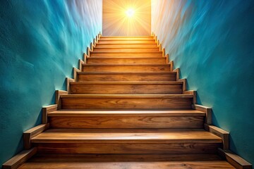 Fototapeta premium Ascend the illuminated staircase, a hopeful journey of spiritual growth, towards heavenly enlightenment.