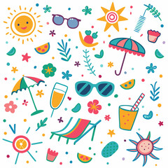 Colorful summer vacation elements.