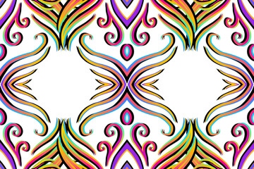 Beautiful classic design colourful background with flower leaf line art pattern of indonesian culture traditional batik	