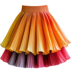 Colorful pleated skirt with vibrant gradient design isolated on transparent background