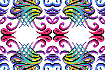 Beautiful classic design colourful background with flower leaf line art pattern of indonesian culture traditional batik	