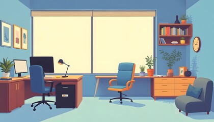 Modern Home Office Workspace Design With Comfortable Seating