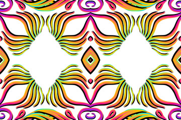 Beautiful classic design colourful background with flower leaf line art pattern of indonesian culture traditional batik	