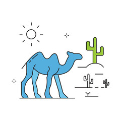 Arid Desert Landscape Camel Vector Icon Design