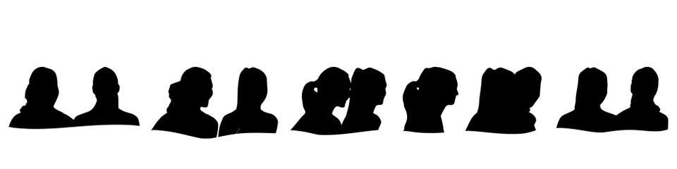 Conceptual human head isolated on white background as abstract avatar as a set or collection banner for social design concept. Human closeup anonymous faces head shot for human character illustration