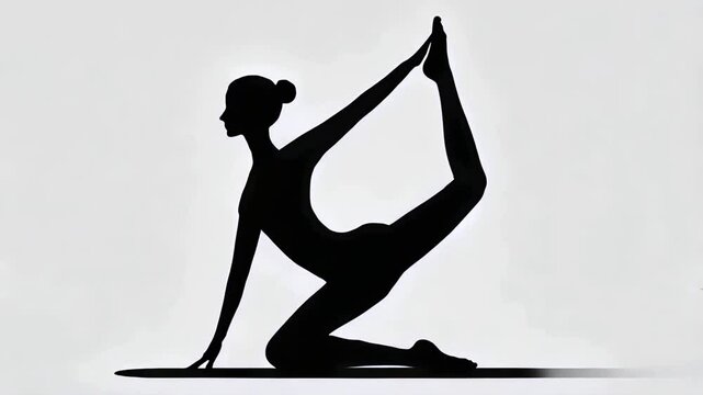 silhouette of a woman moving doing yoga exercises