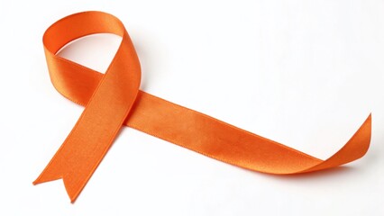 Leukemia Awareness Month: Orange Ribbon Silhouette - Flat Illustration PNG