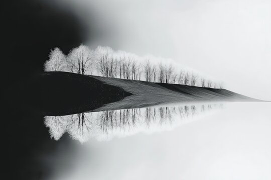 This artwork blends symmetry found in nature with the harmony of soft mist to create a surreal and emotional atmosphere.