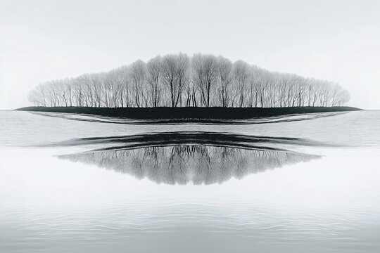 This artwork blends symmetry found in nature with the harmony of soft mist to create a surreal and emotional atmosphere.