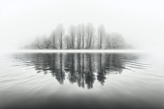 This artwork blends symmetry found in nature with the harmony of soft mist to create a surreal and emotional atmosphere.